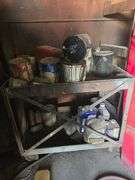 LOT INCLUDES 5-SHELF FILE CABINET, SOLID METAL ROLLING CART , CONTENTS INCLD.