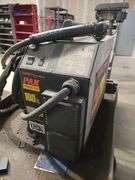 THERMADYNE THERMAL DYNAMICS PAK MASTER 100XL PLASMA CUTTING SYSTEM WITH PCH-80 TORCH & EXTREMELY LONG POWER CABLE ; ON SOLID METAL ROLLING CART APROX 40"x24"x33"