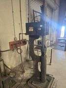 BLACKSMITHS PNEUMATIC POWER HAMMER FORGE APROX 6.5' TOTAL H WITH AIR HOSE INCLD. **IMPORTANT BUYER NOTICE** anchored into concrete floor, buyer responsible for removal