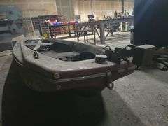 VINTAGE FIBERGLASS JOHN BOAT APROX 13'5" x 48"W x 21"D WITH HANDLES AND TROLLING MOTOR MOUNT