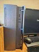 LENOVO IDEACENTRE COMPUTER WITH POWER CABLE AND THINKVISION E2410 MONITOR WITH POWER CABLE USB MOUSE AND KEYBOARD INCLD. EACH POWER ON