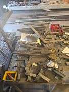 SOLID METAL WORK BENCH APROX 52"x 21" x 31" ; FULL OF STEEL STOCK