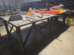 CUSTOM MADE SOLID METAL IRON WORKING TABLE APROX 96" x 124" x 35" **EXTREMELY HEAVY