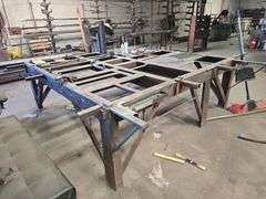 SOLID METAL CUSTOM MADE HEAVY DUTY WORK BENCH TOTAL DIM. APROX 9'7 x 10'5" x 34" **EXTREMELY Heavy**
