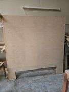 SOLID WOOD PROJECT APPEARS TO BE BED HEADREST APROX 59"x60" AND (5) BASE PCS EACH APROX 51" x 2' x 9"