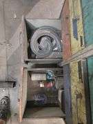 METAL WAREHOUSE TOOL ORGANIZER WITH 8-DRAWERS AND SOLID WOOD TOP APROX 3'x22"x3' COMPLETELY FULL OF METAL FABRICATION HARDWARE & TOOLS