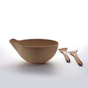 LEGNOART VERDE RICE HUSKS SALAD BOWL COMPLETE WITH THERMO ASHWOOD SALAD SERVERS
