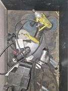 TOOLS INCLUDING CENTRAL PNEUMATIC AIR GUN, RYOBI CORDLESS DRILL, BAND SAW, NPK PNEUMATIC TOOL ECT