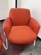 HAWORTH ORANGE FABRIC WIDE STATIONARY CHAIRS APROX 29"x22"x32"