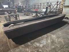 VINTAGE FIBERGLASS JOHN BOAT APROX 13'5" x 48"W x 21"D WITH HANDLES AND TROLLING MOTOR MOUNT