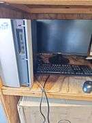 LENOVO IDEACENTRE COMPUTER WITH POWER CABLE AND ACER MONITOR POWERS ON WITH POWER CABLE, HDMI, USB MOUSE AND KEYBOARD INCLD.