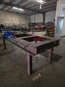 SOLID METAL CUSTOM FABRICATED METAL WORKING BENCH APROX 4'W x 9'8"L x 37" **extremely heavy