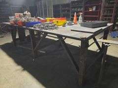 CUSTOM MADE SOLID METAL IRON WORKING TABLE APROX 96" x 124" x 35" **EXTREMELY HEAVY
