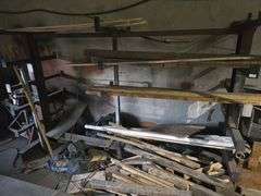 SOLID METAL MATERIAL STAND 6-TIER APROX 10'3" x 40.5" x 84" WITH WOOD PCS INCLD.