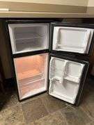 MAGIC CHEF 4.3CU.FT. TWO DOOR REFRIGERATOR STAINLESS AND BLACK MODEL HVDR430SE IN WORKING CONDITION