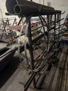 SOLID IRON STOCK PCS.. ABOUT 15+ PCS TOTAL IN LOT WITH SOLID METAL MATERIAL STANDS INCLUDED 5-TIER APROX 117" x 20" x 69"  & 7-TIER APROX 108" x 24" x 66" **sold per stand