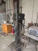 BLACKSMITHS PNEUMATIC POWER HAMMER FORGE APROX 6.5' TOTAL H WITH AIR HOSE INCLD. **IMPORTANT BUYER NOTICE** anchored into concrete floor, buyer responsible for removal