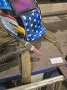 HARRIS 50 PLASMA CUTTING COMPLETE WITH GUN, WELDING HELMET AND HOSES