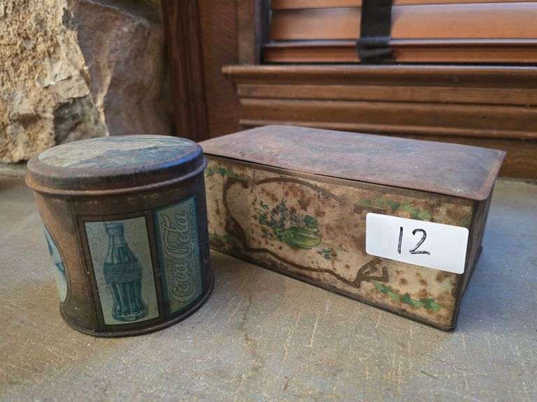 Vintage tins including Coca-Cola Gibson Girl round tin & Louis Sherry Canco tin