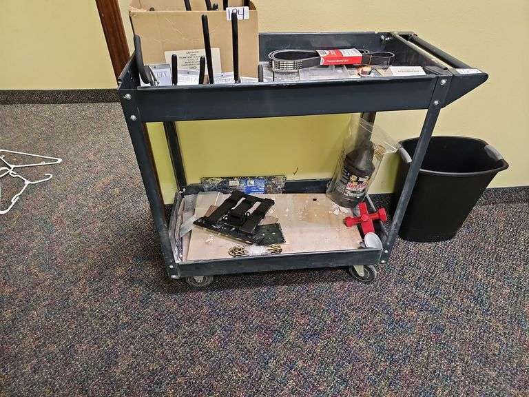 2-TIER BLACK METAL CART APROX 33"x16"x31"