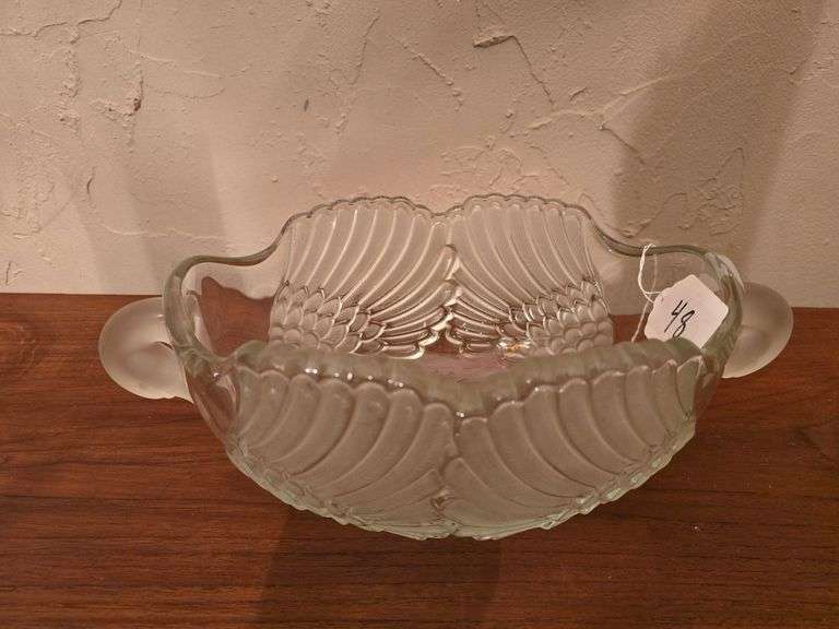 Frosted heavy glass serving dish aprox 13"x7"x5"