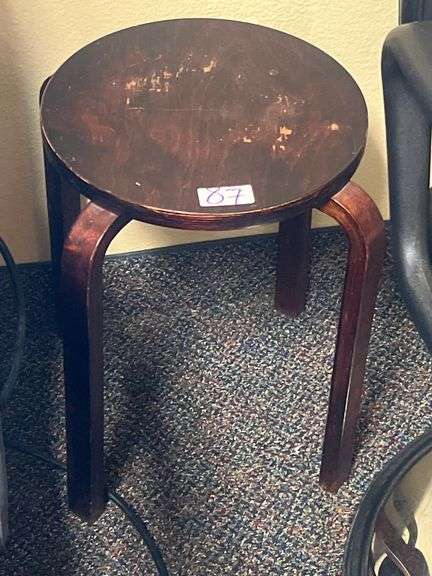 CHERRY WOODEN STOOL 13"dia X 18"h