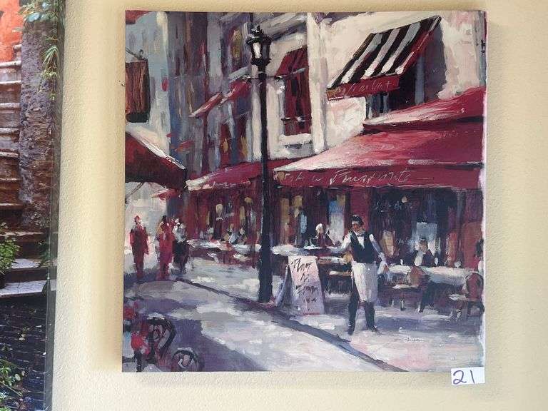 "PATIO DINING" CANVAS PRINT BY BRENT HEIGHTON 22"SQ