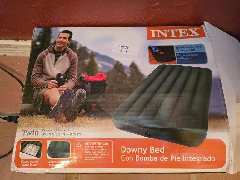 Intex twin sized Downy inflatable bed with built in pump