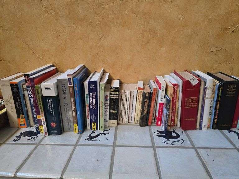 Large book collection incld. Chronicle of the 20th century; Websters Dictionary, Religious Books, Educational Books, ect