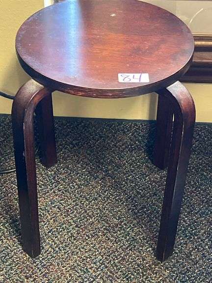 CHERRY WOODEN STOOL 13"dia X 18"h