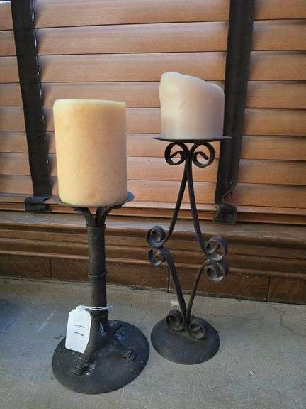 Vintage metal candle stands 12" & 9"