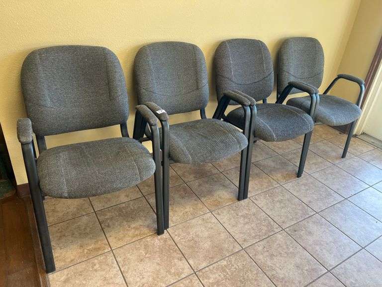 MARCO 146-394 STATIONARY OFFICE CHAIRS WITH GREY FABRIC LINING