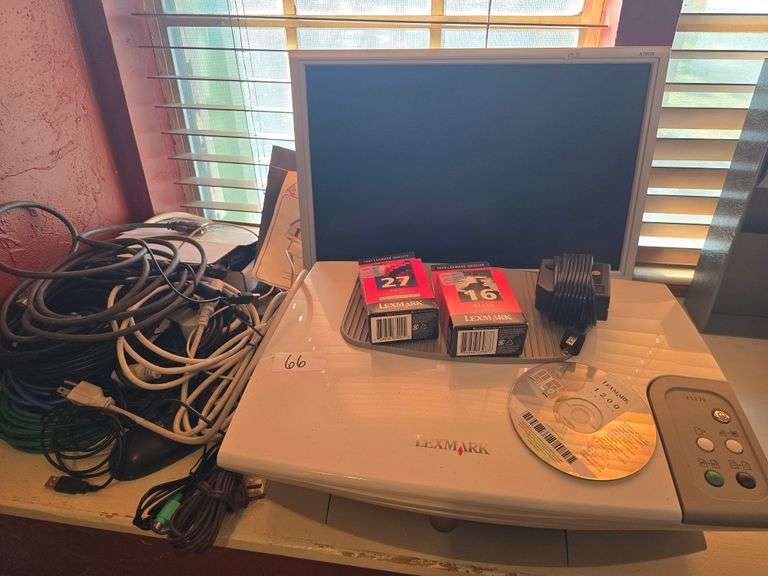 Lexmark x1270 printer with software, power cable and extra ink ; Acer X191W monitor, and a wide variety of cables