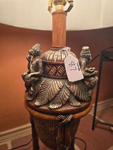 Vintage table lamp with fabric shade aprox 34"h