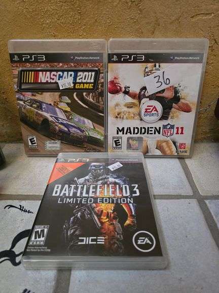 Playstation three games, including madden 11 Nascar 2011 & Battlefield 3 limited edition
