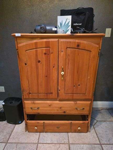 Appx 2' x 4' x 5' Wooden Hutch with 2 Doors and Drawers