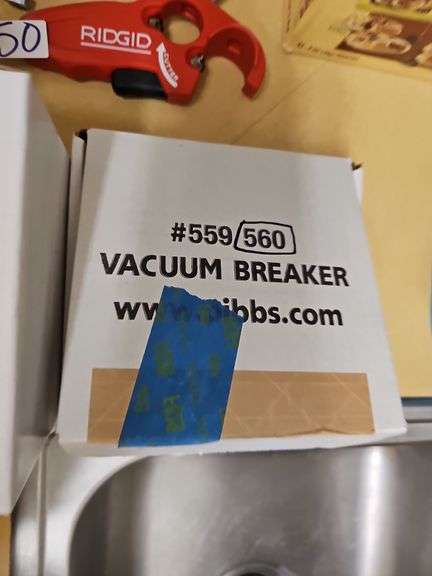 SALON SINK HARDWARE SUCH AS HAIR-TRAP PIECE, PIBBS 560 VACUUM BREAKER KIT, AND PIBBS SINGLE HANDLE FAUCET MODEL 562