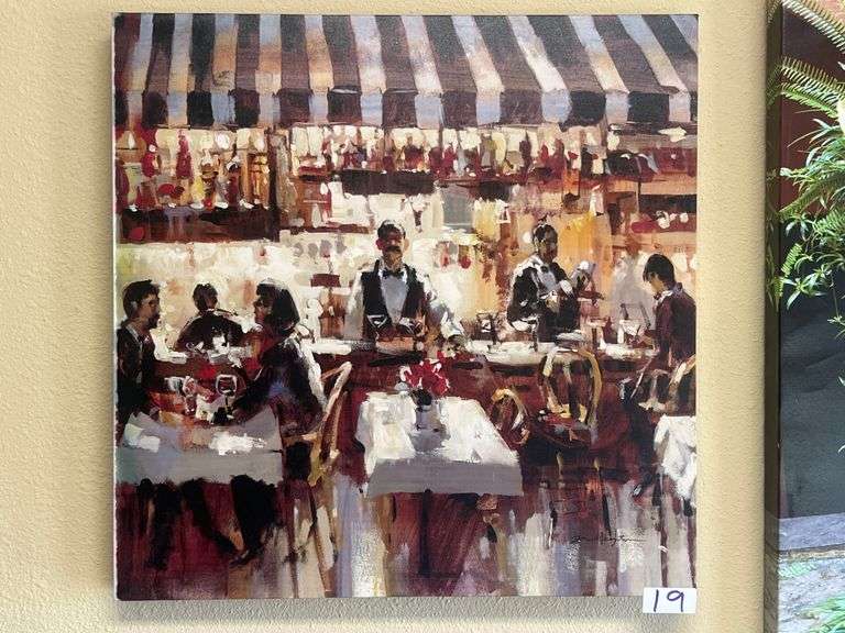 "PATIO DINING" CANVAS PRINT BY BRENT HEIGHTON 22"SQ