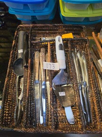 Tray with Various Knives Utensils