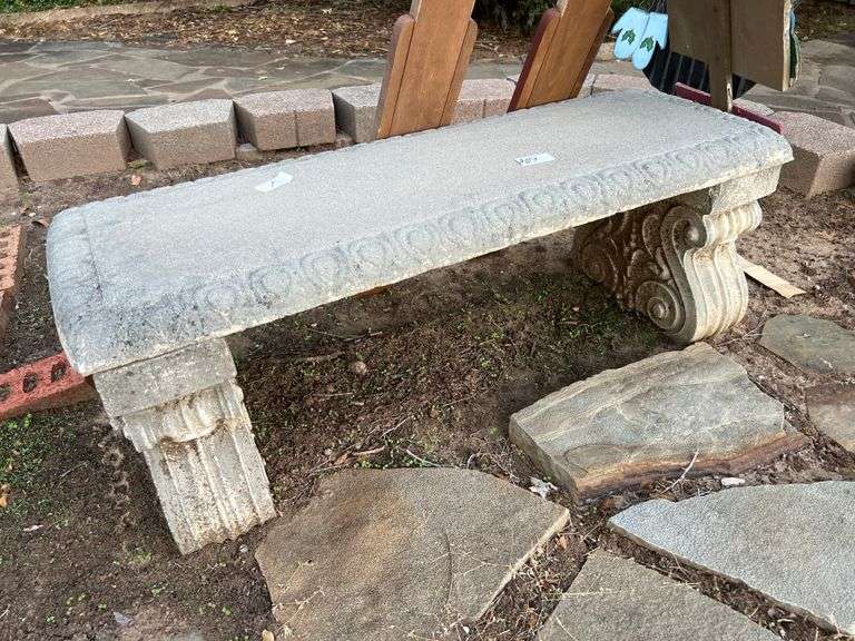 Solid stone outdoor bench approx 39"x14"x13"