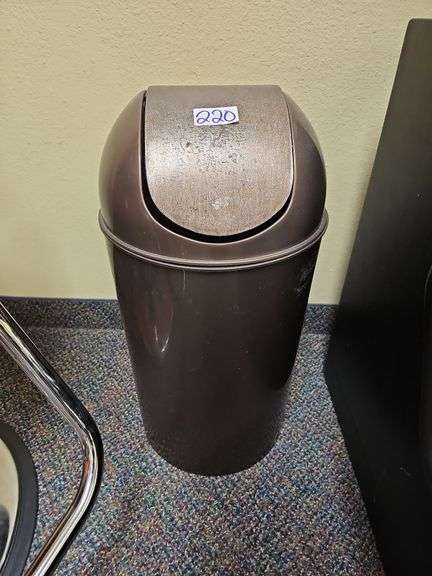 METAL FLIP-TOP ROUND TRASH BIN
