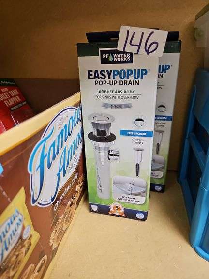 PF WATER WORKS EASY POP-UP DRAIN ROBUST ABS BODY FOR SINKS WITH OVERFLOW CHROME