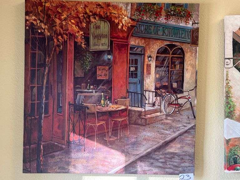 "COURTYARD AMBIANCE" BY RUANE MANNING CANVAS PRINT APROX 22"SQ