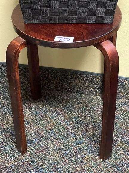 CHERRY WOODEN STOOL 13"dia X 18"h