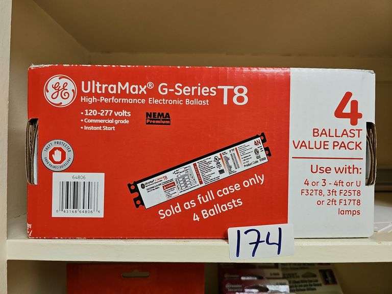 GE ULTRAMAX G-SERIES T8 HIGH PERFORMANCE ELECTRONIC BALLAST 64806 120-277V 4-PACK COMMERCIAL GRADE INSTANT START