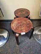 MATCHING SOLID WOOD STOOLS APROX 13"DIA x 18"H