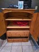 Appx 2' x 4' x 5' Wooden Hutch with 2 Doors and Drawers