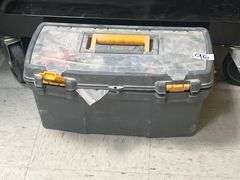 WORK FORCE TOOL BOX FULL OF HAND TOOLS & HARDWARE