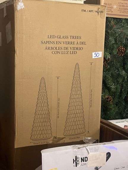 LED GLASS TREES ITEM: 1487010 INCLUDING 22.2"H x 7.4"DIA  & 26.7"x9"