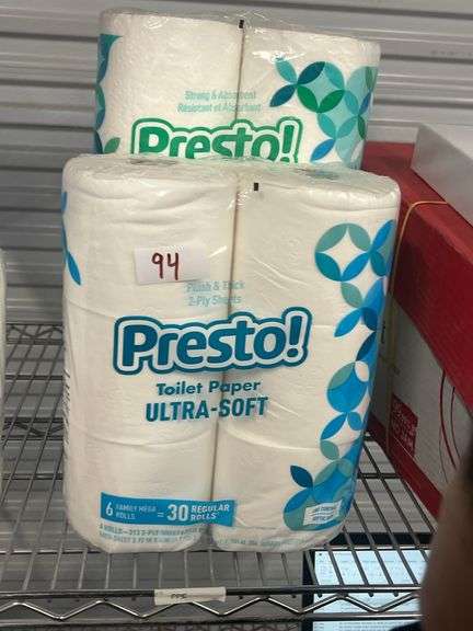 PRESTO TOILET PAPER ULTRA SOFT 6-FAMILY MEGA ROLLS 2-PLY 204SQ.FT. TOTAL & (2) 2-PLY PAPER TOWEL ROLLS 2-PACK 111.5SQ.FT.